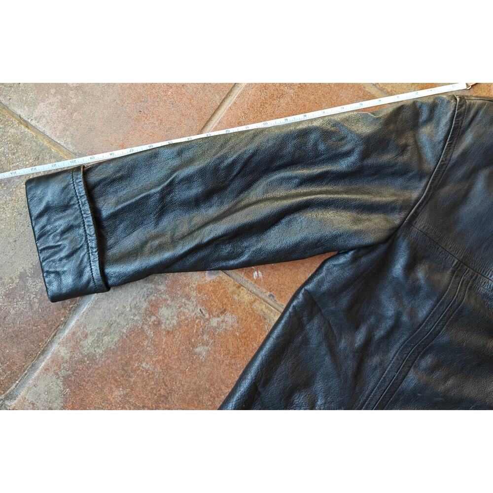 Winlit NY Genuine Leather Car Coat Black Button Front Jacket (Vintage/90s) - Picture 9 of 9